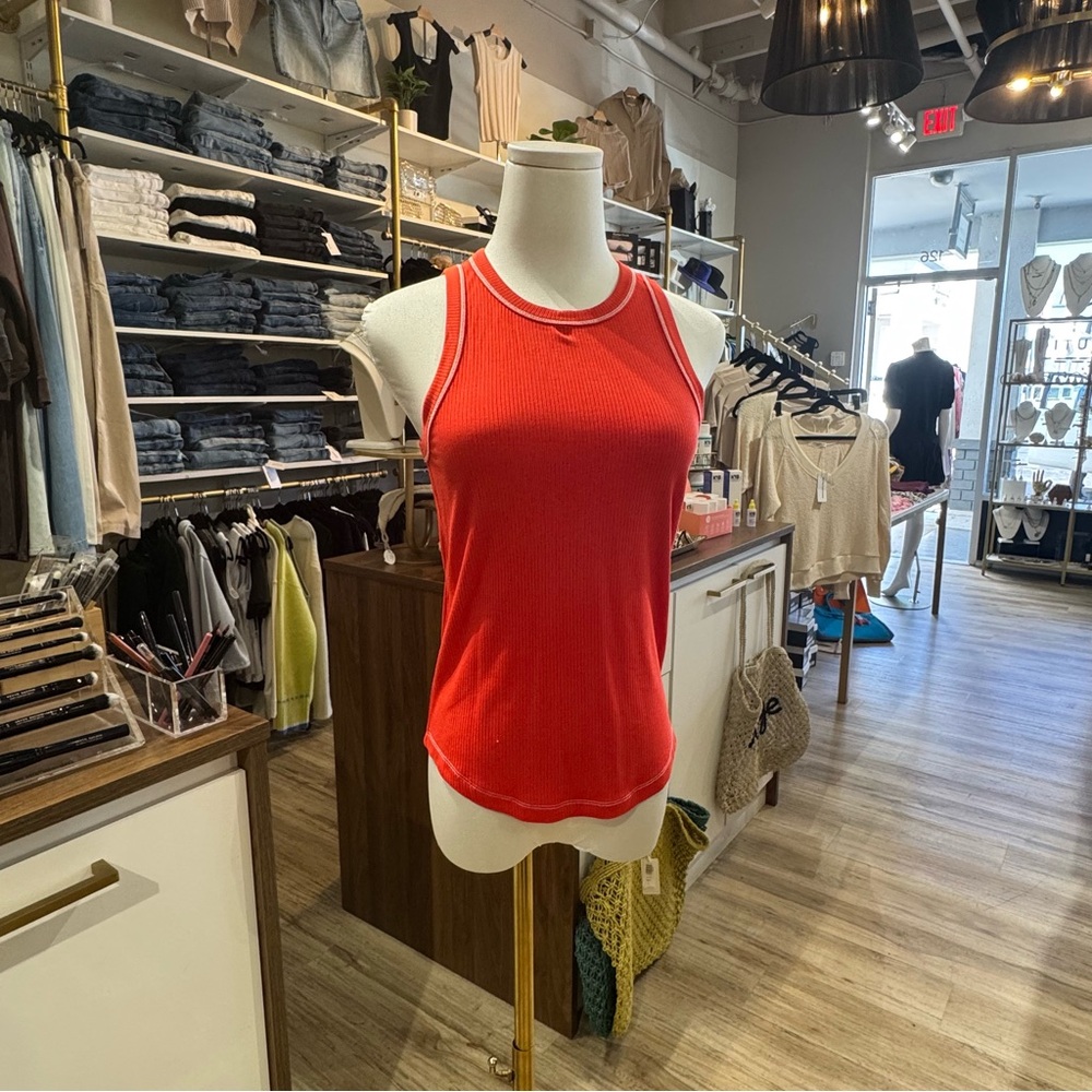 Pistola Red Ribbed Tank Top - Picture 2 of 5